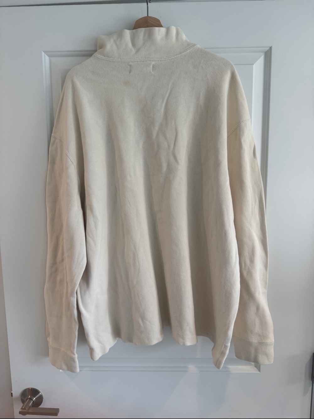 Vintage Polo Ralph Lauren Quarter Zip Pullover XXL Cream Project Piece - Picture 2 of 5